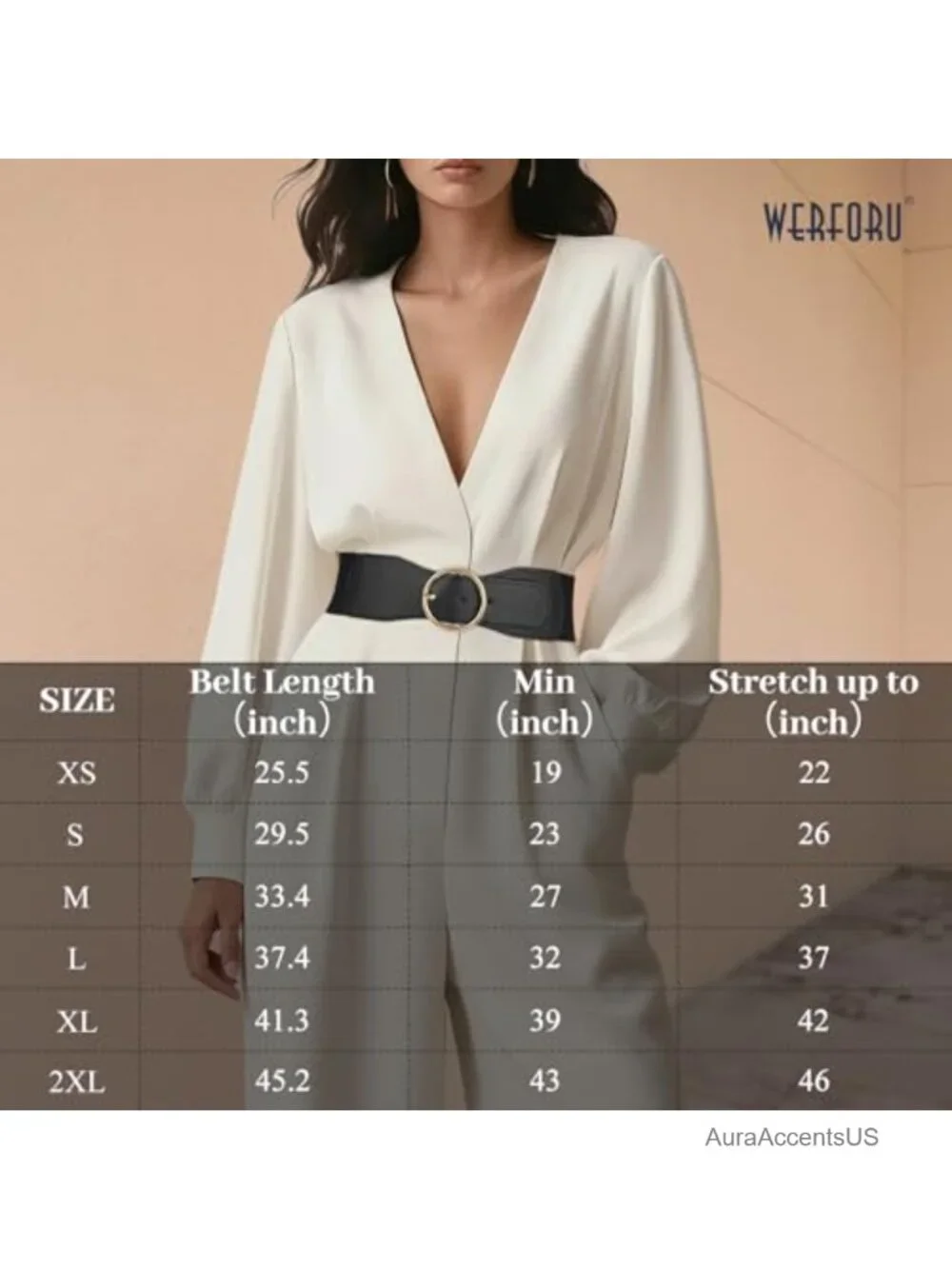 Wide Elastic Stretch Belt with Gold O Ring Buckle 2.37 Inch